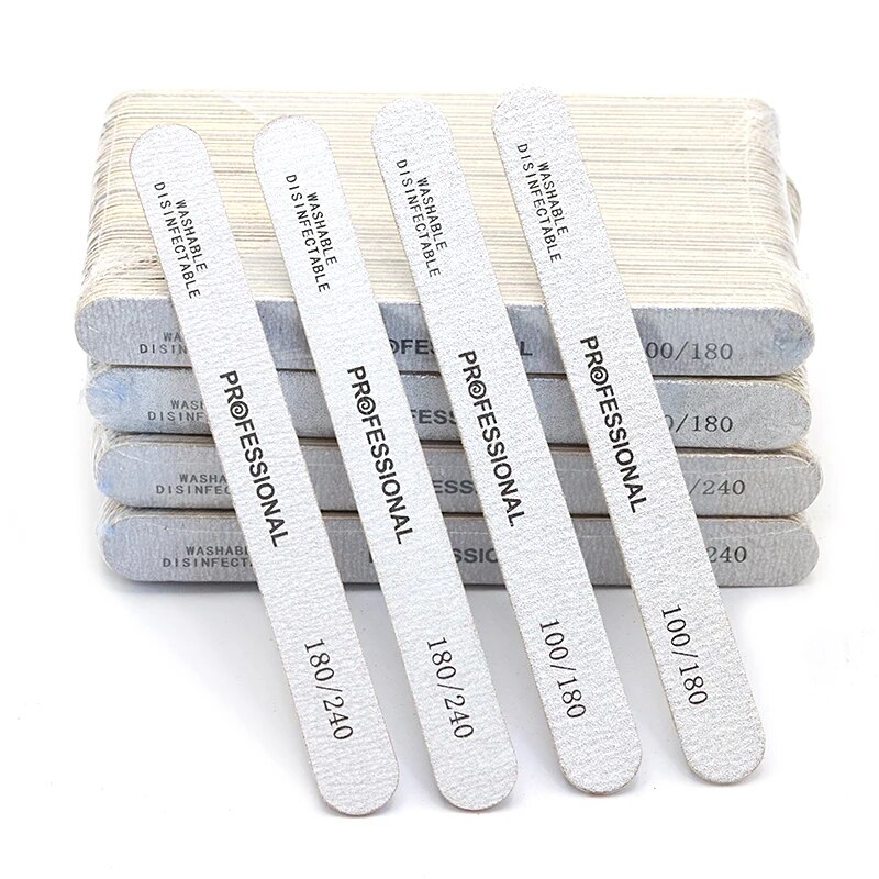 Nail File Titanium - 100 Stuks Houten Nagelvijl Professionele Schuren