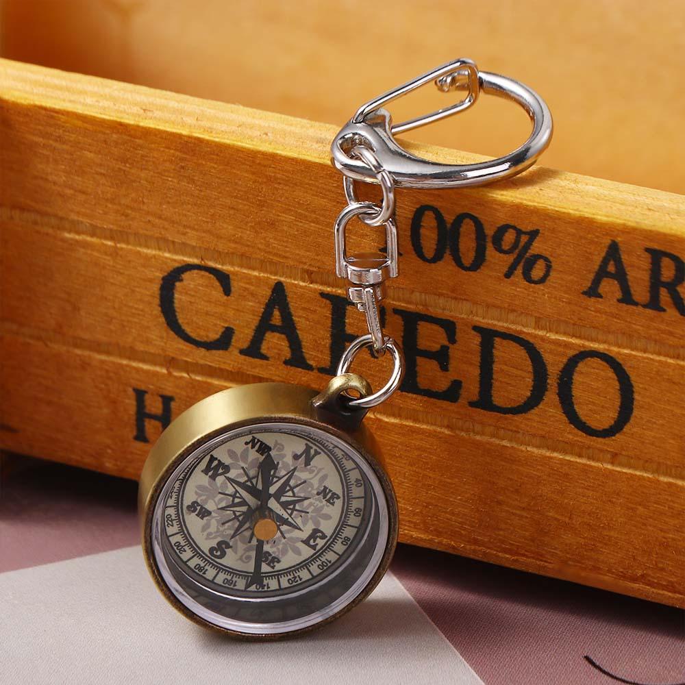 Compass Keychain Mini - Goudkleurige navigatiehulpmiddelen Draagbare zinklegering hanger Vintage