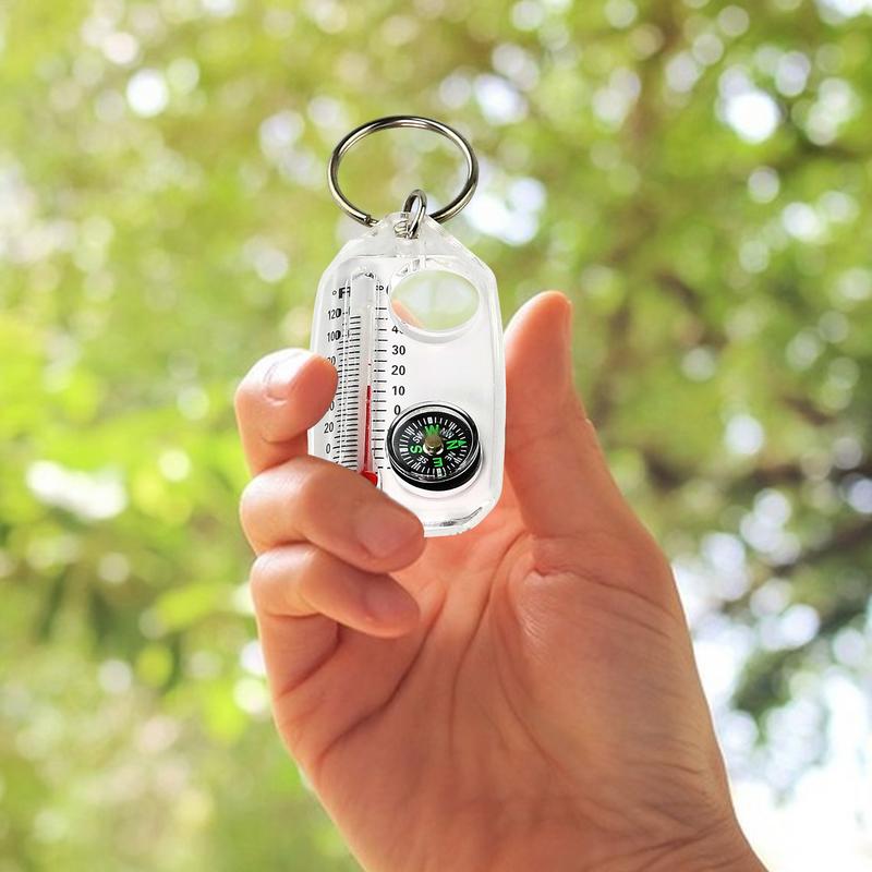 Compass Keychain Mini - Mini-sleutelhanger multifunctionele campingkompasthermometer Outdoor geleidende kompasthermometers