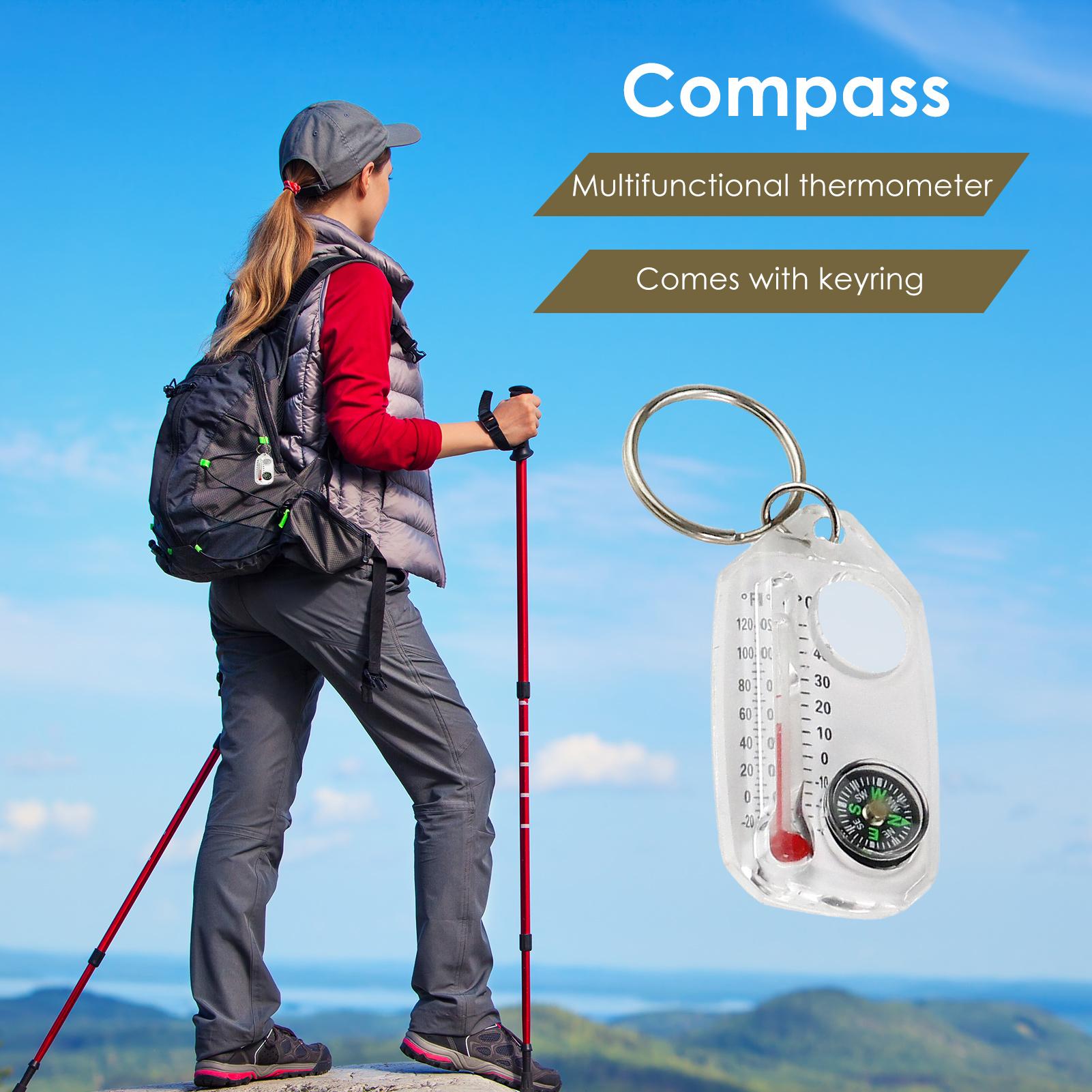 Compass Keychain Mini - Multifunctionele mini-sleutelhangers Campingkompas Thermometer Outdoor Klimmen