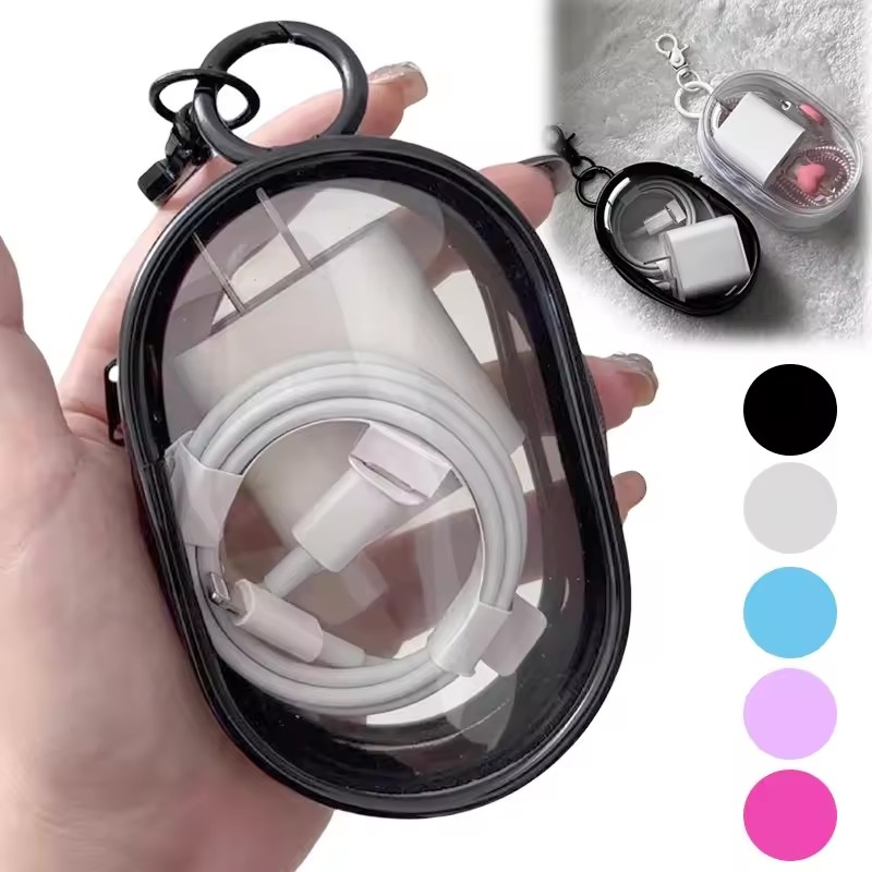 Cable Winder Keychain - Multifunctionele opbergbox voor transparante datakabels, opbergtas