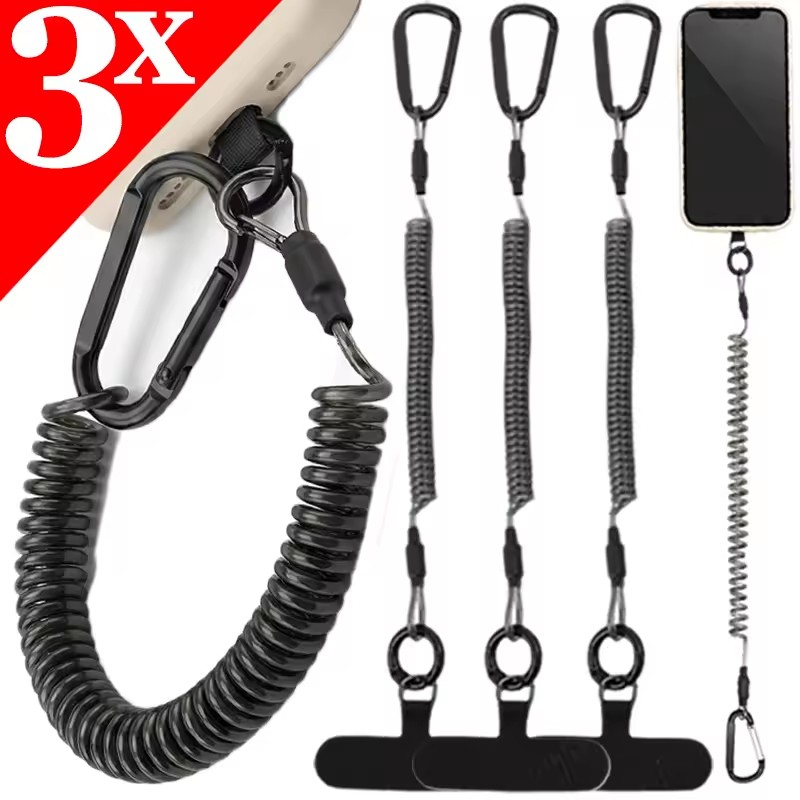 Carabiner Keychain - Anti-verloren flexibele telefoonkoordjes met patchveerkoord, anti-diefstal