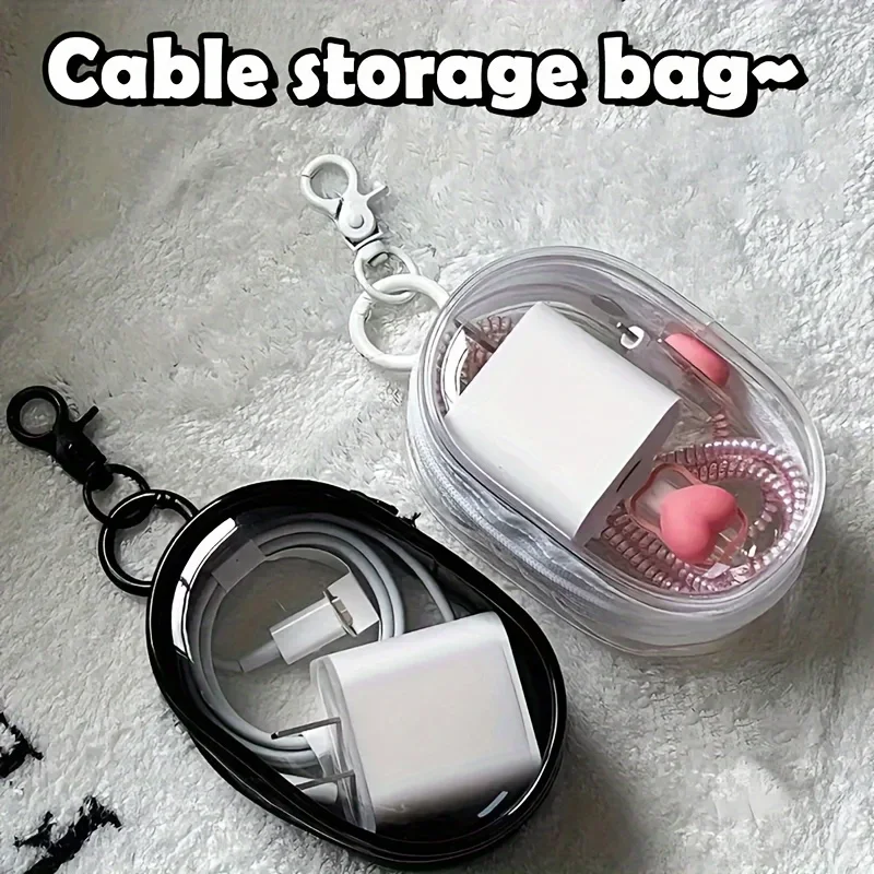 Cable Winder Keychain - Draagbare Mini Transparante Rits-opbergtas - Ruimtebesparende