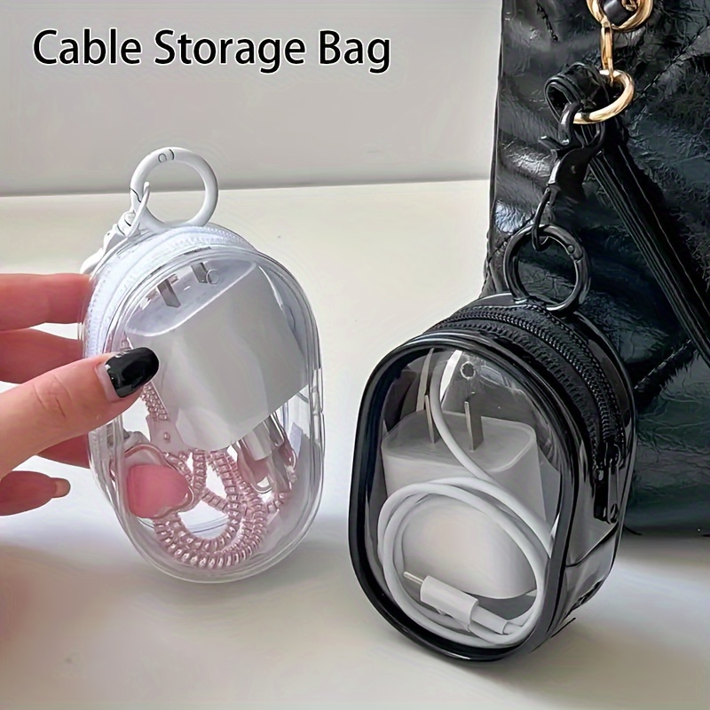 Cable Winder Keychain - Draagbare Mini Transparante Rits-opbergtas - Ruimtebesparende